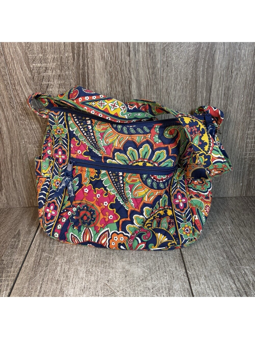 Vera Bradley Quilted Raspberry Fizz Zip Tote Purse Medium Lined Inner Pockets